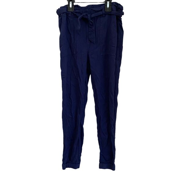 Boden Girls Size 10 Tie Waist Trousers Pants Navy Blue Jogger Slim Leg Pockets - Picture 1 of 9